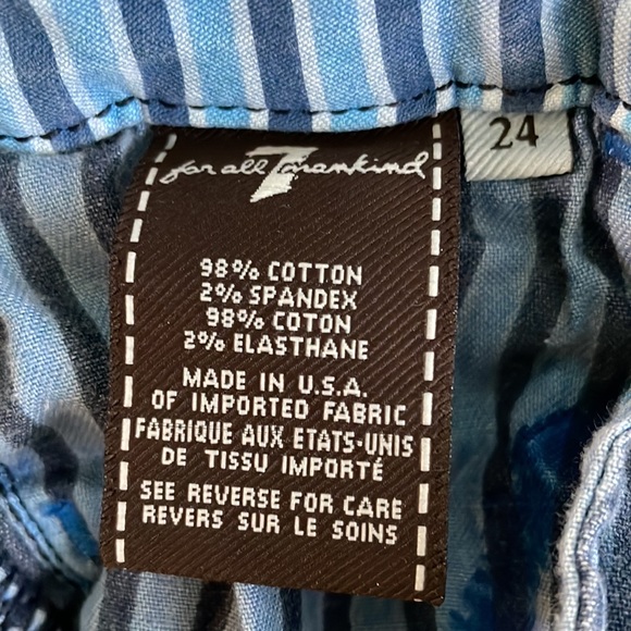 Rare 7 for all Mankind Jonathan Adler skinny jeans Size 24 Turquoise stitching - Picture 9 of 9